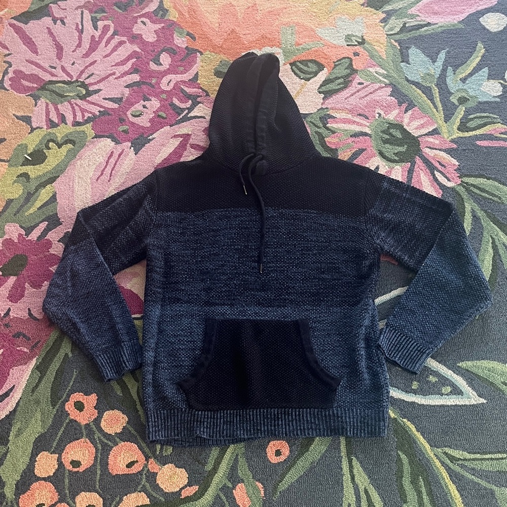 Black and blue Striped Hoodie. 100% Acrylic